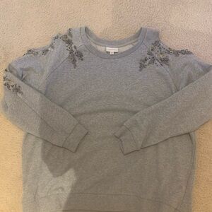 Anthropologie Cold Shoulder Sweatshirt w/Beading